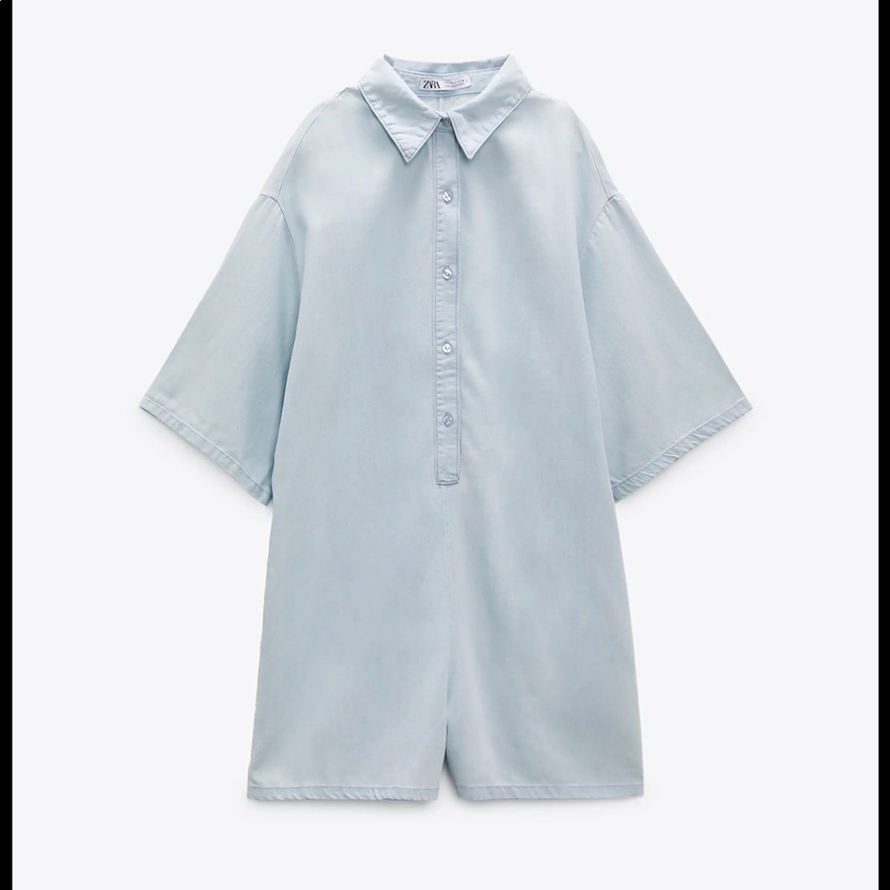 Zara Flowy Jumpsuit - Light Blue